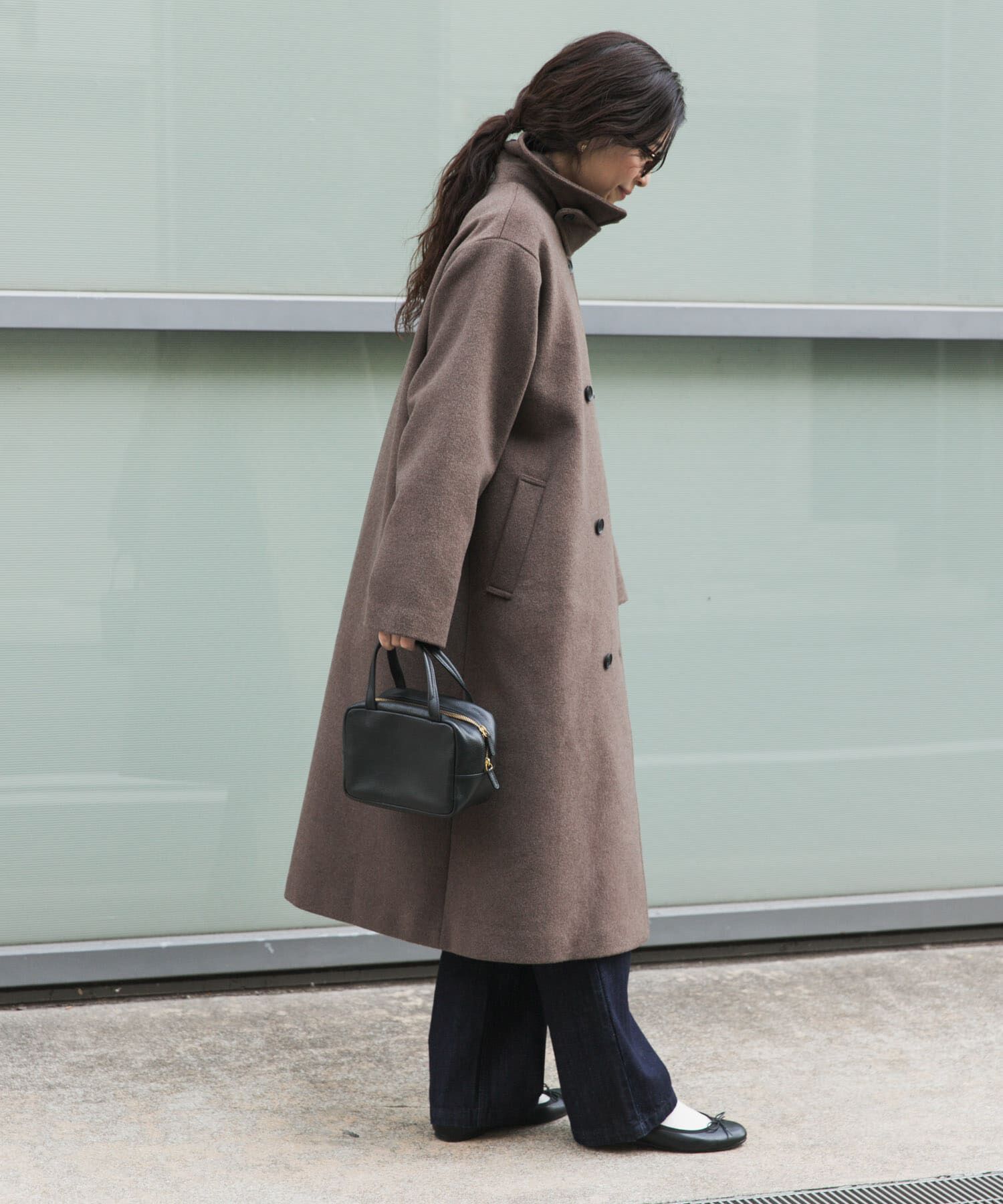 URBAN RESEARCH DOORS「ウールロングコート」|ノーカラーコート|