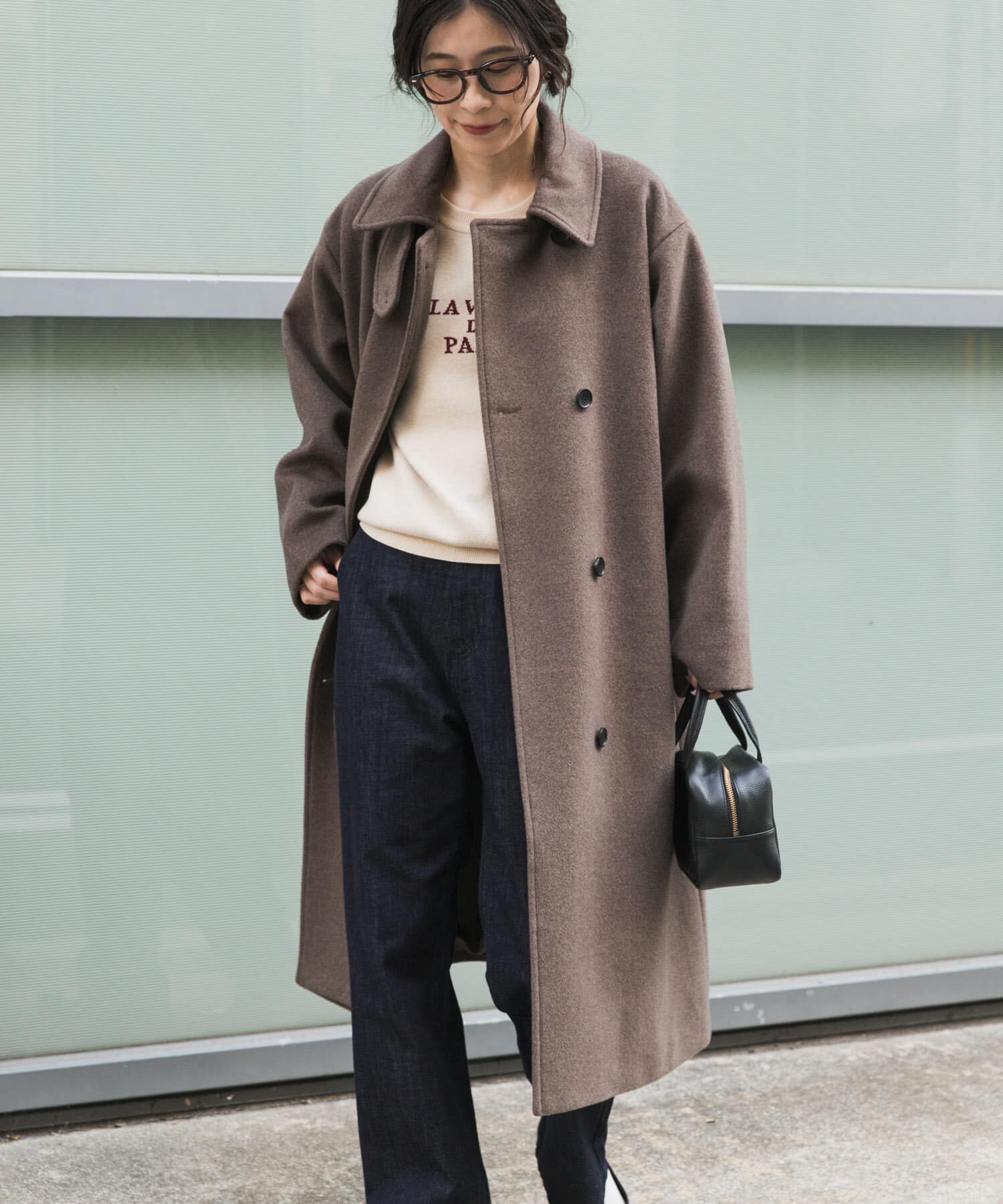 URBAN RESEARCH DOORS「ウールロングコート」|ノーカラーコート|