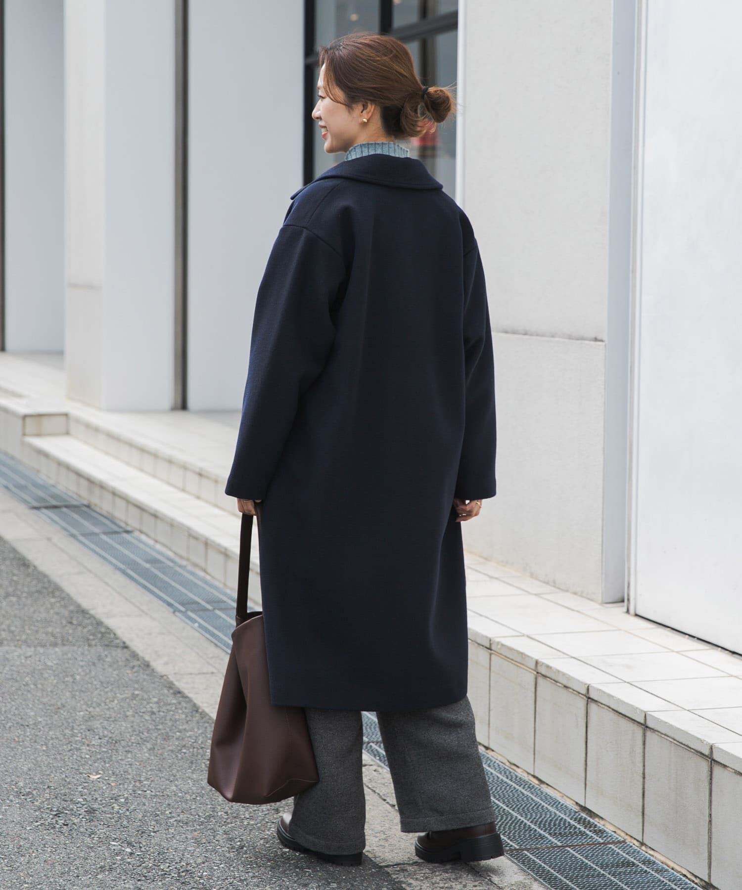 URBAN RESEARCH DOORS「ウールロングコート」|ノーカラーコート|