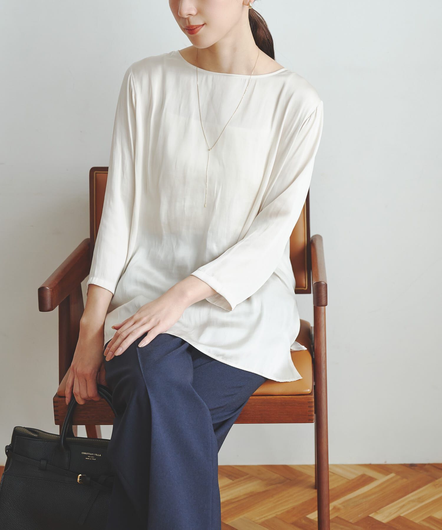 URBAN RESEARCH「ヴィンテージサテンブラウス」|シャツ・ブラウス|オフホワイト