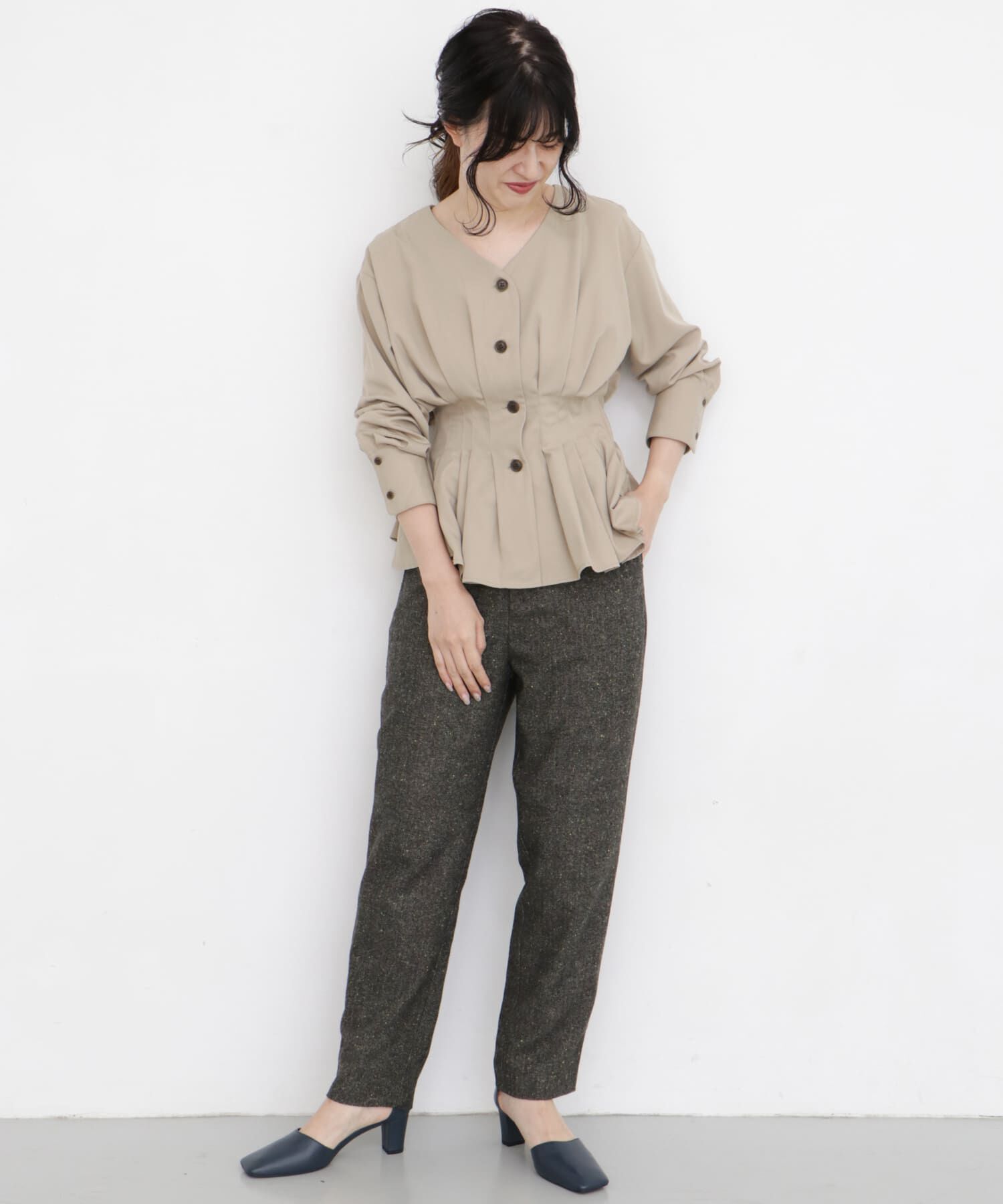  「カラーネップテーパードパンツ」|その他|