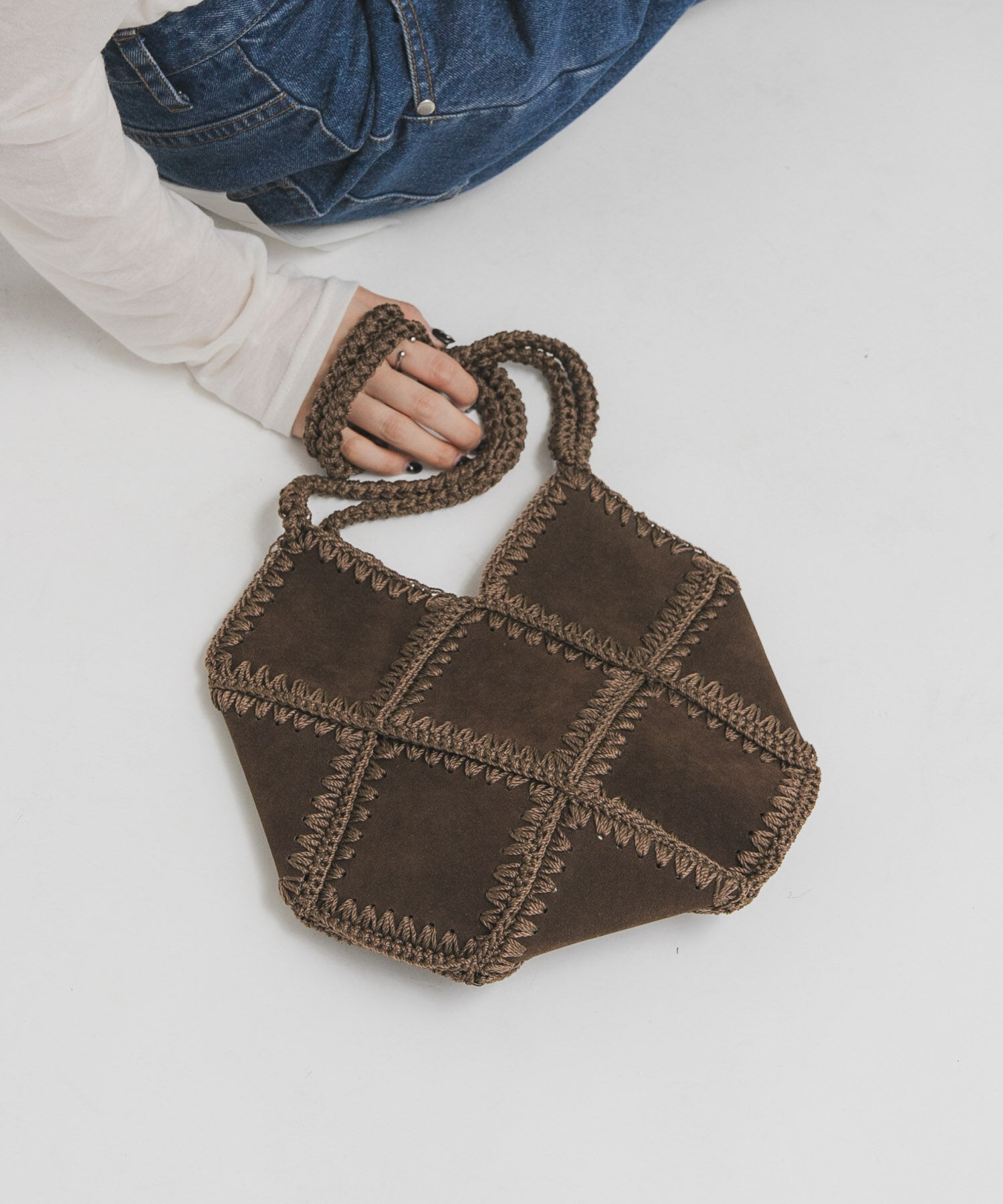  「パッチワークBAG」|ショルダー・メッセンジャー|ブラウン