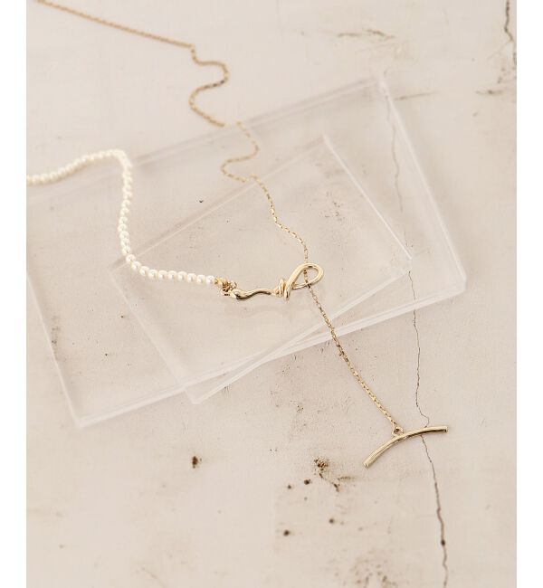 le.coeur blanc「パール&times;チェーンスライダーネックレス」|ネックレス|