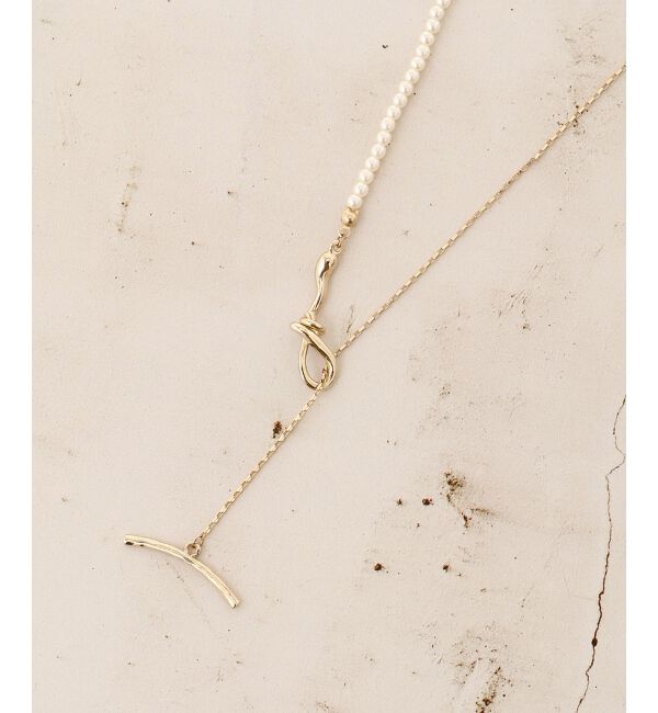 le.coeur blanc「パール&times;チェーンスライダーネックレス」|ネックレス|