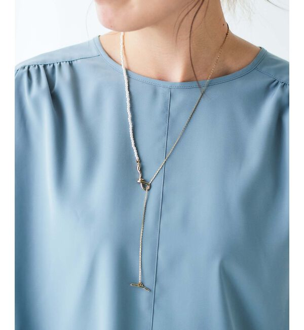 le.coeur blanc「パール&times;チェーンスライダーネックレス」|ネックレス|