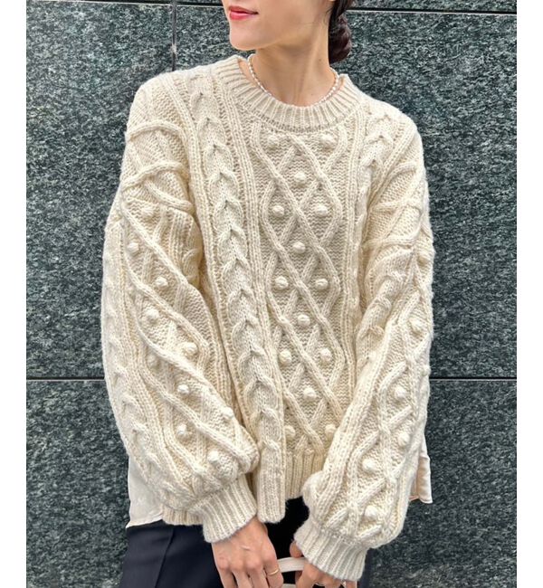 le.coeur blanc「TORRAZZO DONNAケーブル&times;布帛トップス」|ニット・セーター|