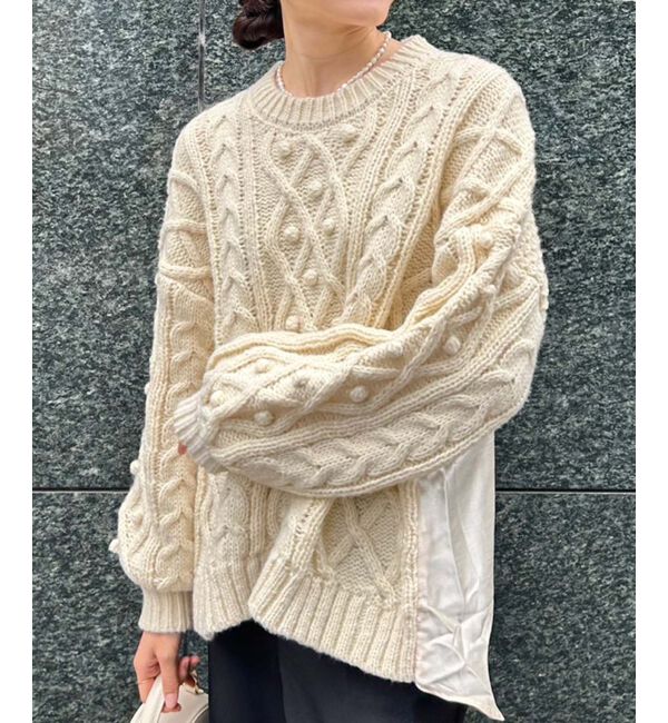 le.coeur blanc「TORRAZZO DONNAケーブル&times;布帛トップス」|ニット・セーター|