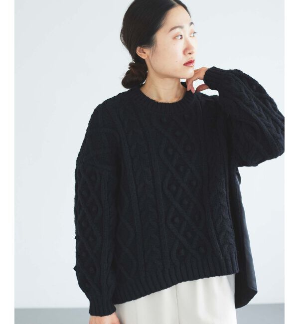 le.coeur blanc「TORRAZZO DONNAケーブル&times;布帛トップス」|ニット・セーター|