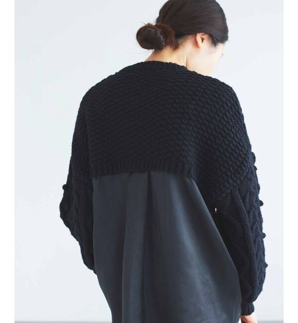 le.coeur blanc「TORRAZZO DONNAケーブル&times;布帛トップス」|ニット・セーター|