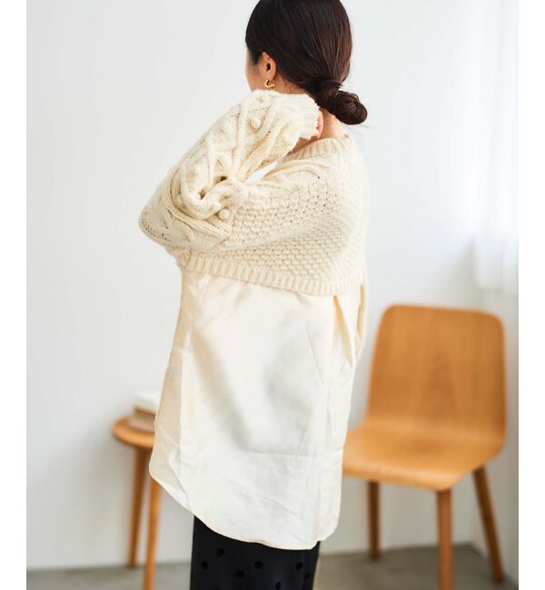 le.coeur blanc「TORRAZZO DONNAケーブル&times;布帛トップス」|ニット・セーター|