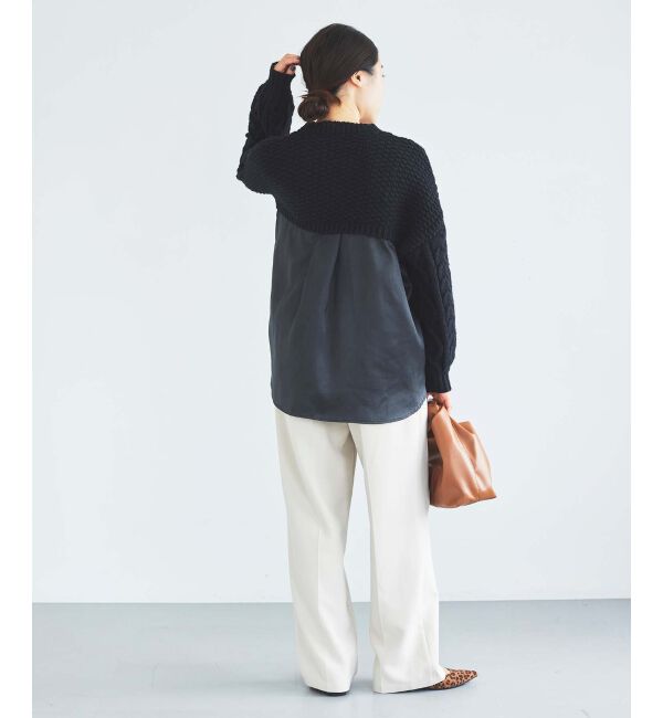 le.coeur blanc「TORRAZZO DONNAケーブル&times;布帛トップス」|ニット・セーター|