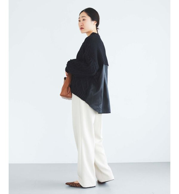 le.coeur blanc「TORRAZZO DONNAケーブル&times;布帛トップス」|ニット・セーター|