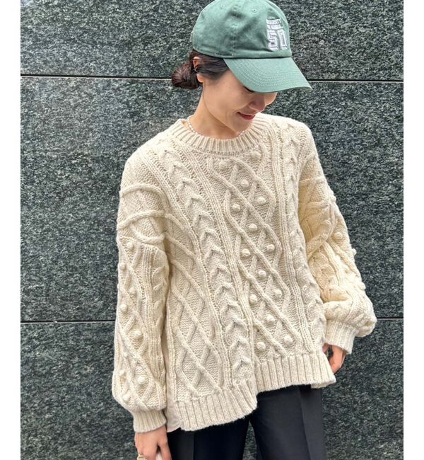 le.coeur blanc「TORRAZZO DONNAケーブル&times;布帛トップス」|ニット・セーター|