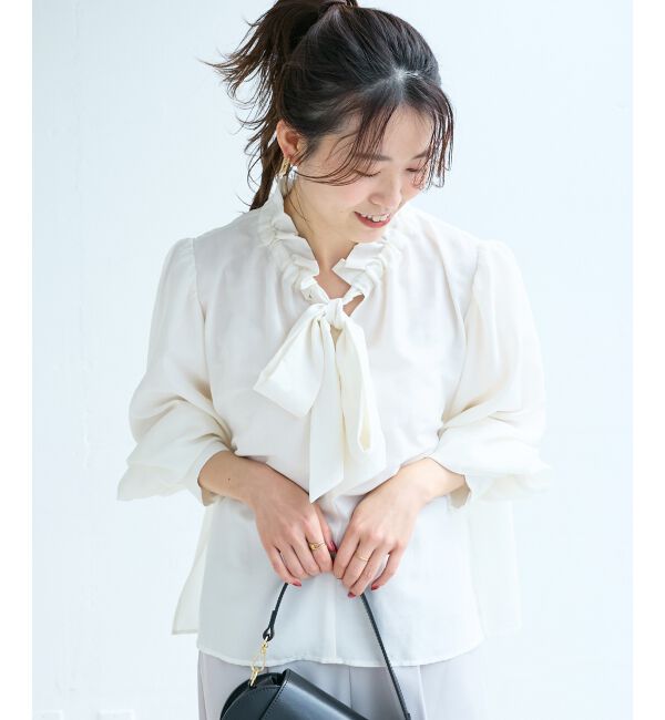  「フィブリルサテンボウタイブラウス」|シャツ・ブラウス|