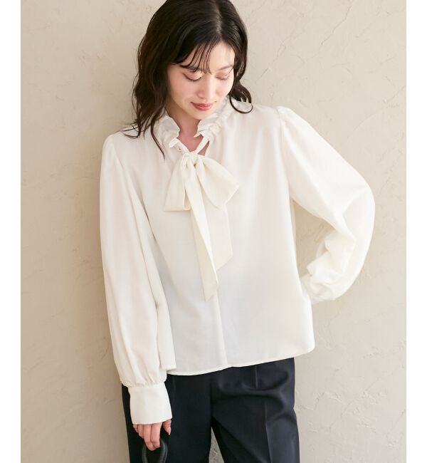  「フィブリルサテンボウタイブラウス」|シャツ・ブラウス|
