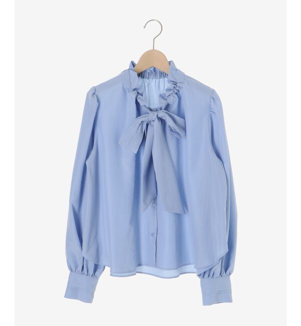  「フィブリルサテンボウタイブラウス」|シャツ・ブラウス|ブルー