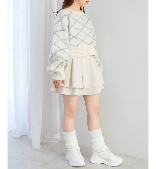 MAJESTICLEGON「チェックショートニット」|ニット・セーター|