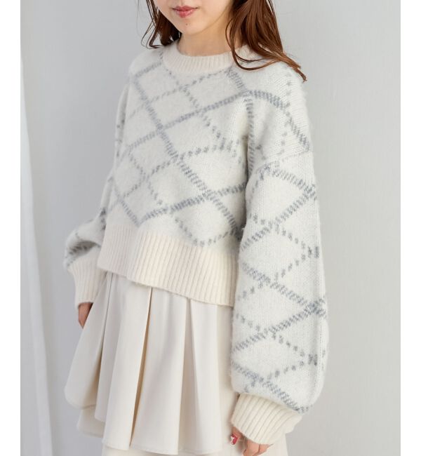 MAJESTICLEGON「チェックショートニット」|ニット・セーター|