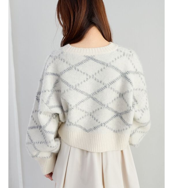 MAJESTICLEGON「チェックショートニット」|ニット・セーター|