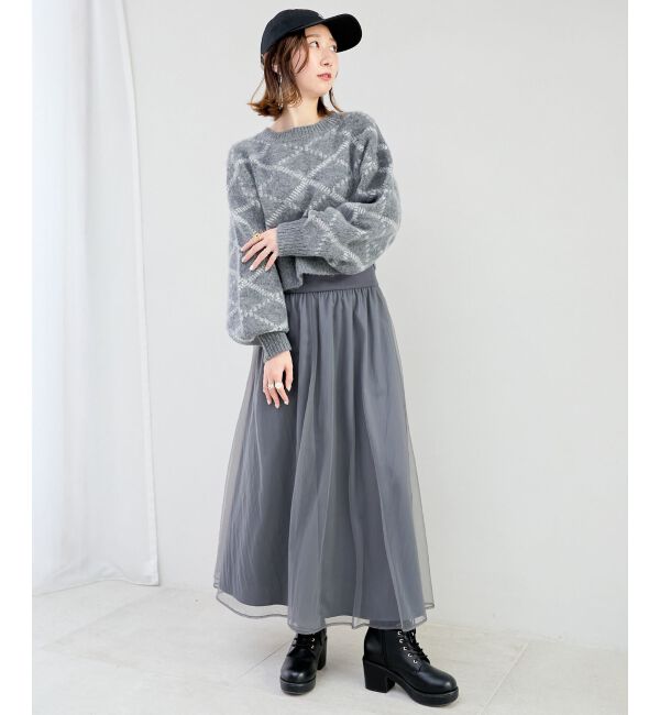 MAJESTICLEGON「チェックショートニット」|ニット・セーター|