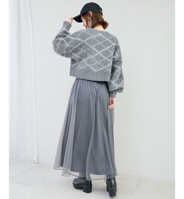 MAJESTICLEGON「チェックショートニット」|ニット・セーター|