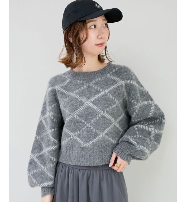 MAJESTICLEGON「チェックショートニット」|ニット・セーター|