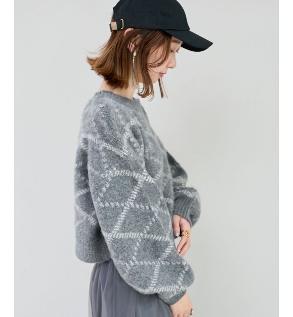 MAJESTICLEGON「チェックショートニット」|ニット・セーター|