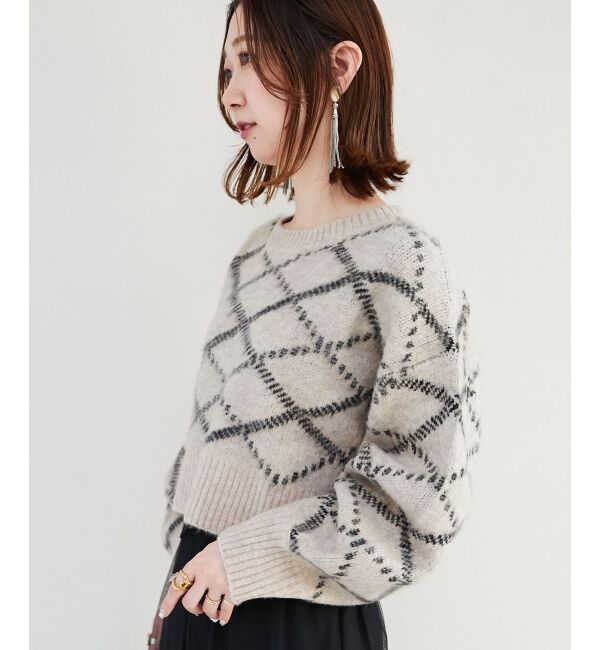 MAJESTICLEGON「チェックショートニット」|ニット・セーター|