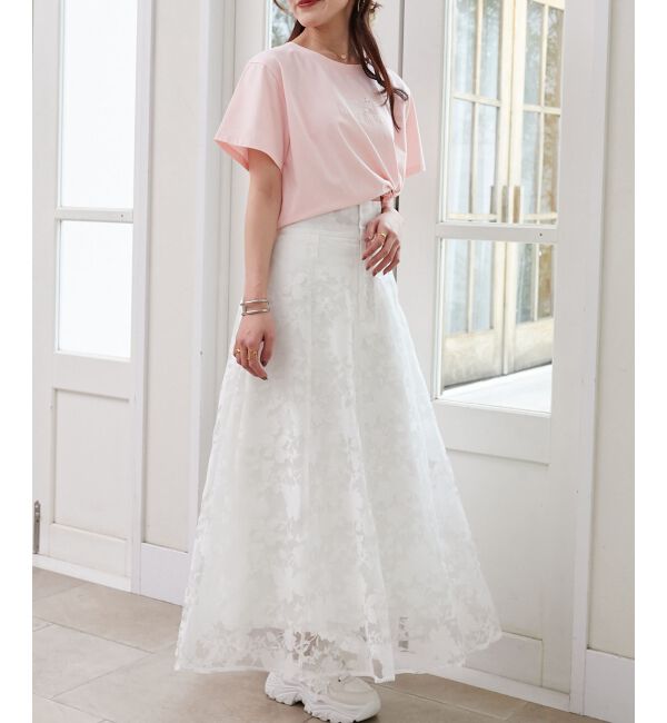  「パール付きクロップドロゴTシャツ」|Tシャツ・カットソー|