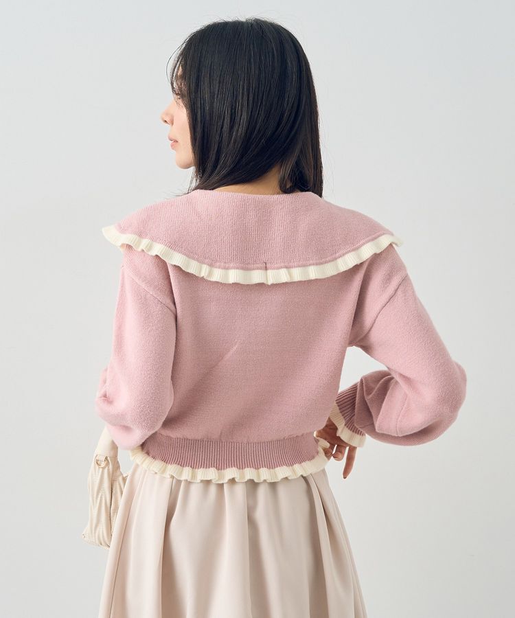 earth music&ecology「配色フリルカラーニットプルオーバー」|ニット・セーター|