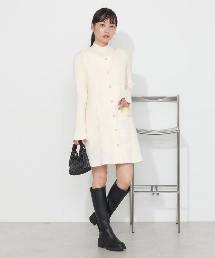 earth music&ecology「ツイードミニワンピース」|ジャンパースカート|