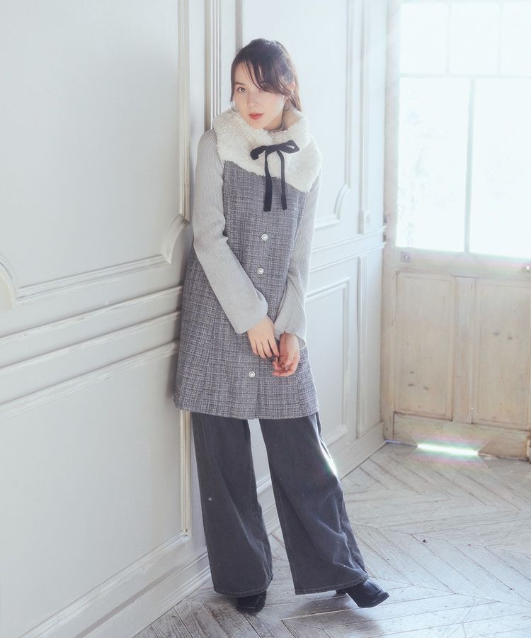 earth music&ecology「ツイードミニワンピース」|ジャンパースカート|