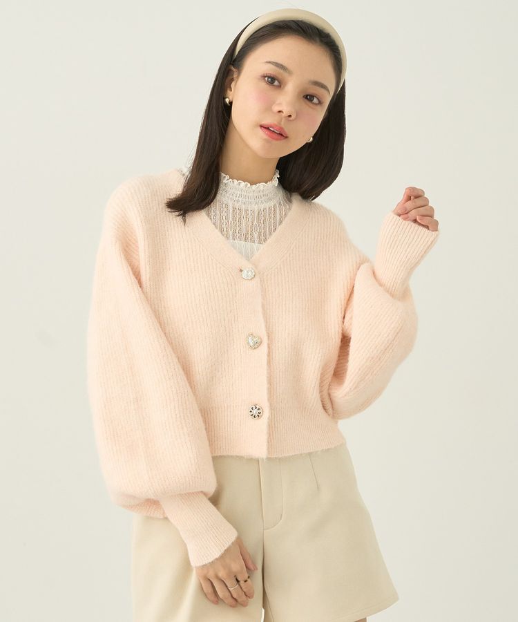 earth music&ecology「アソートキラキラボタンカーディガン」|カーディガン|Pink