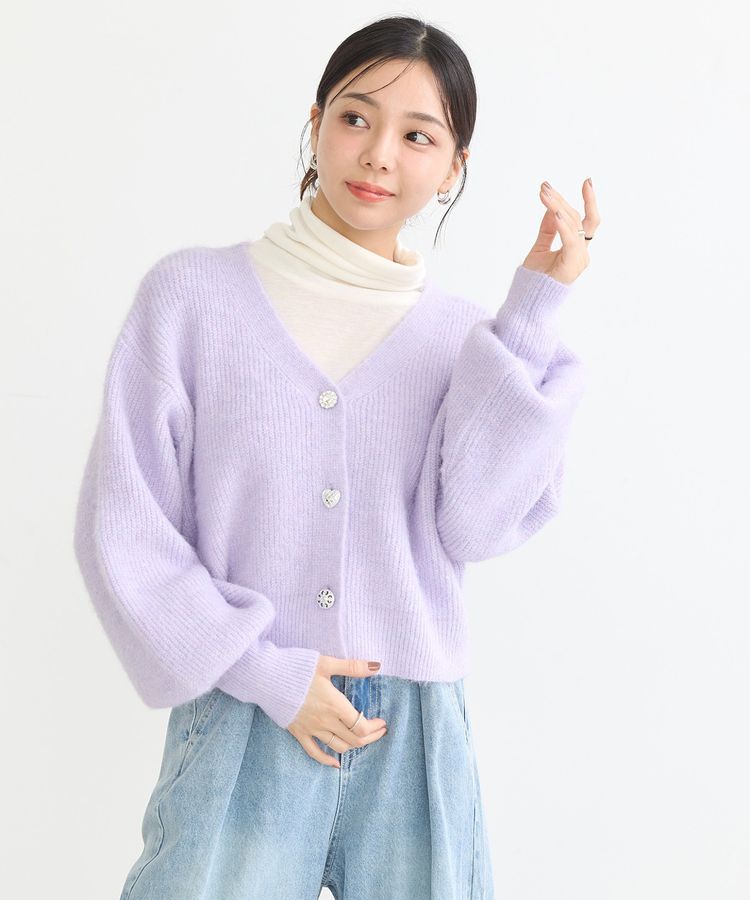 earth music&ecology「アソートキラキラボタンカーディガン」|カーディガン|Purple