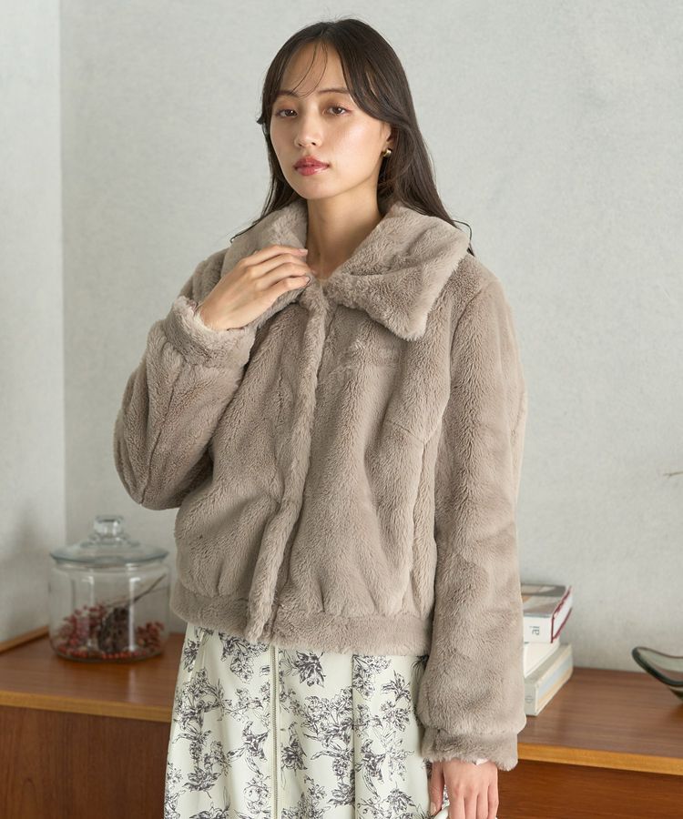 earth music&ecology「ファーショートコート」|ブルゾン・スタジャン|