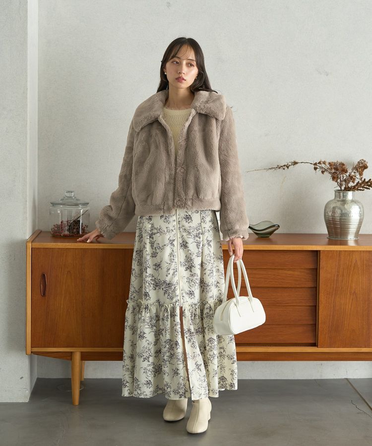 earth music&ecology「ファーショートコート」|ブルゾン・スタジャン|