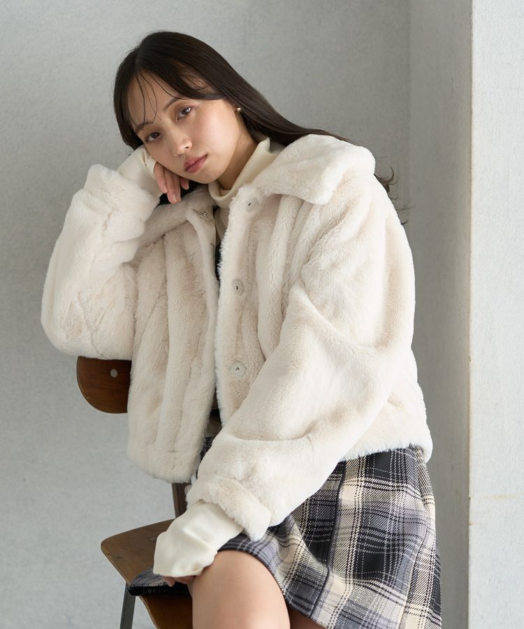 earth music&ecology「ファーショートコート」|ブルゾン・スタジャン|