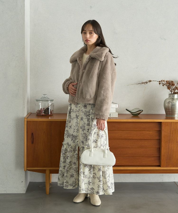 earth music&ecology「ファーショートコート」|ブルゾン・スタジャン|