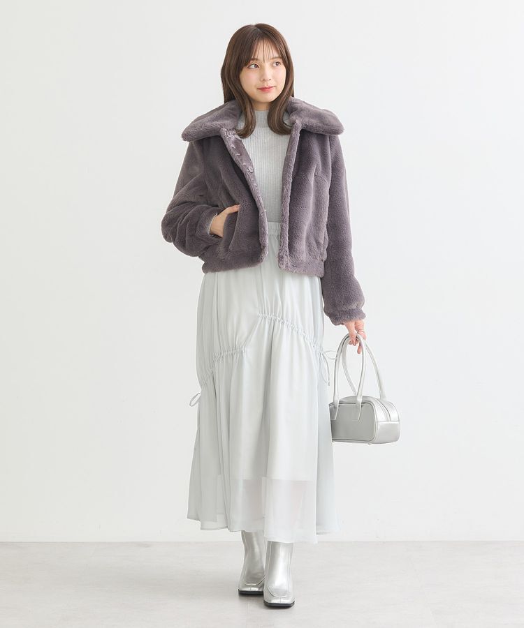 earth music&ecology「ファーショートコート」|ブルゾン・スタジャン|