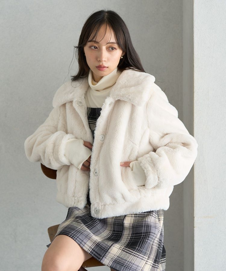 earth music&ecology「ファーショートコート」|ブルゾン・スタジャン|