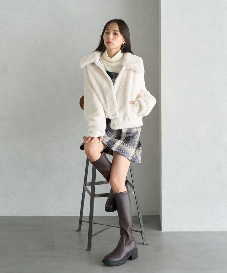 earth music&ecology「ファーショートコート」|ブルゾン・スタジャン|