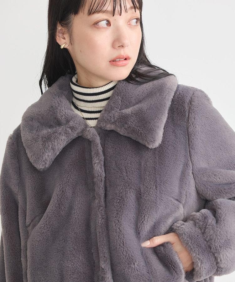 earth music&ecology「ファーショートコート」|ブルゾン・スタジャン|