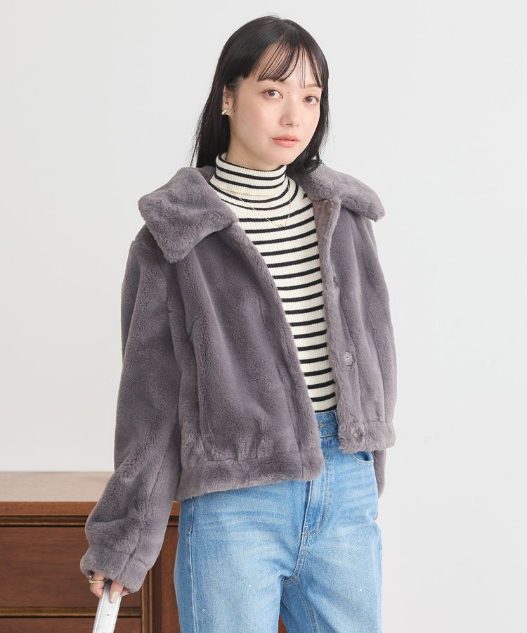 earth music&ecology「ファーショートコート」|ブルゾン・スタジャン|