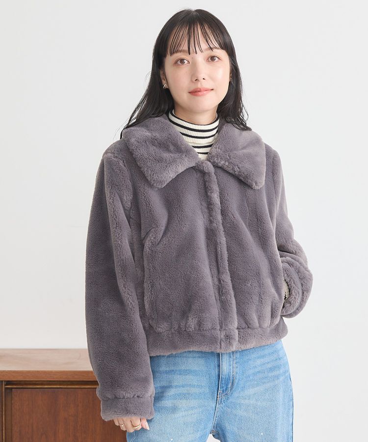 earth music&ecology「ファーショートコート」|ブルゾン・スタジャン|