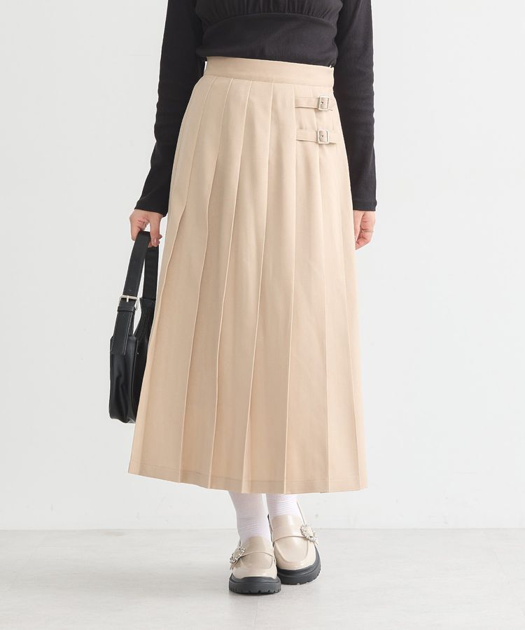 earth music&ecology「サイドバックルプリーツスカート」|スカート|Light beige