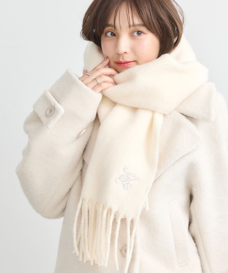 earth music&ecology「ワンポイントロゴ刺繍マフラー」|マフラー|White