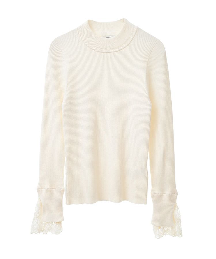 earth music&ecology「スリットレーススリーブプルオーバー」|ニット・セーター|