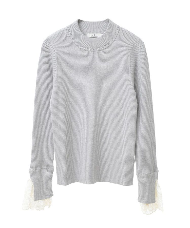 earth music&ecology「スリットレーススリーブプルオーバー」|ニット・セーター|