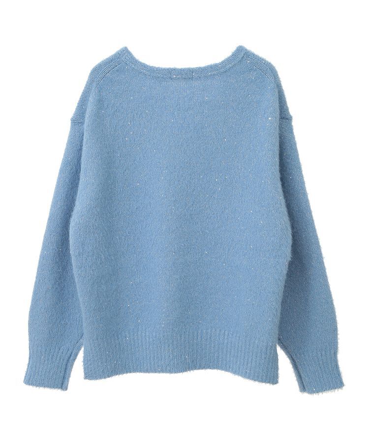 earth music&ecology「スパンコールシャギーVネックプルオーバー」|ニット・セーター|