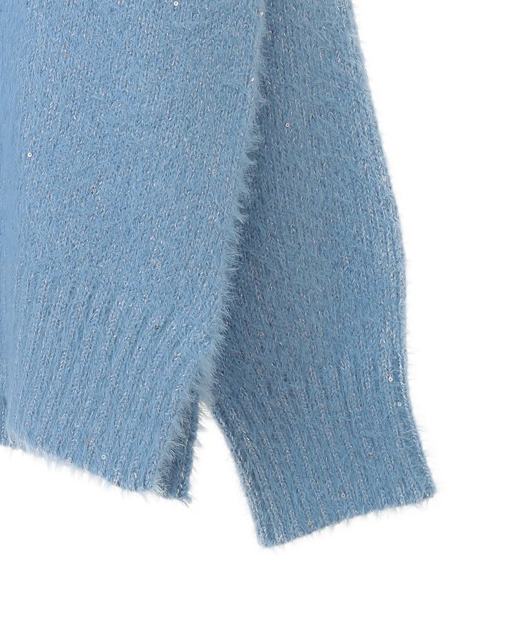 earth music&ecology「スパンコールシャギーVネックプルオーバー」|ニット・セーター|